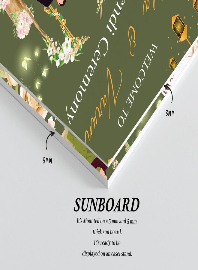 Theme My Party Custom Indian Traditional Mehendi Ceremony Welcome Signage Board - Personalized Indian Pre Wedding Mehendi Wedding Sign Board - Indian Ceremony Welcome Sign for Mehendi Decoration - Image 5